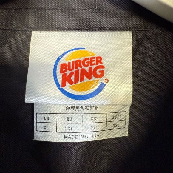 Burger King Men's XL Black Short Sleeve Button Down Shirt Uniform Workwear - Picture 2 of 6